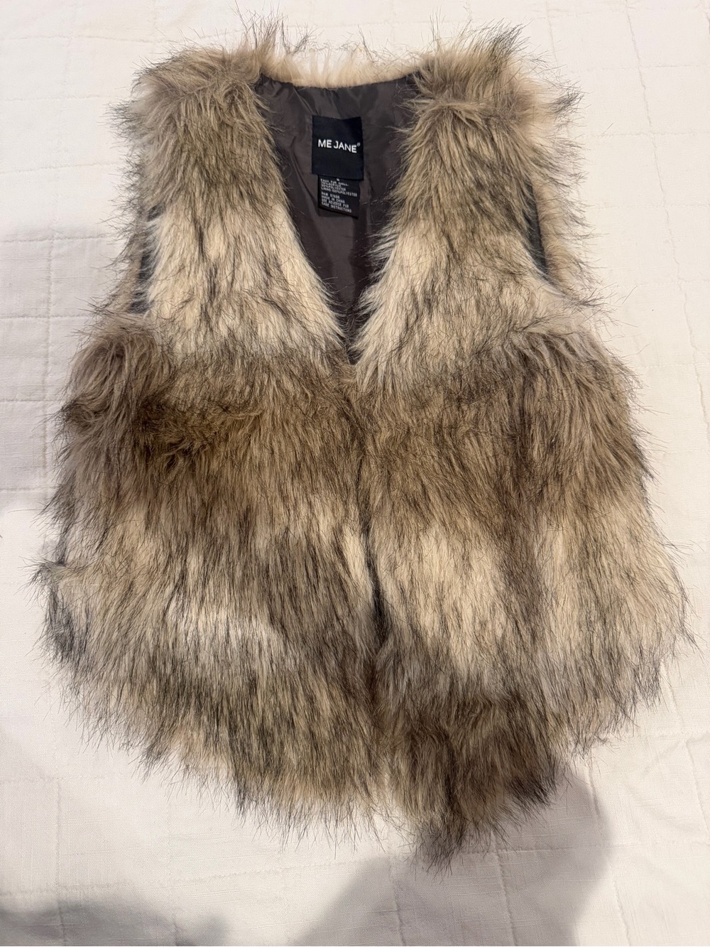 Me Jane Faux Fur Vest in Brown & Cream Tones